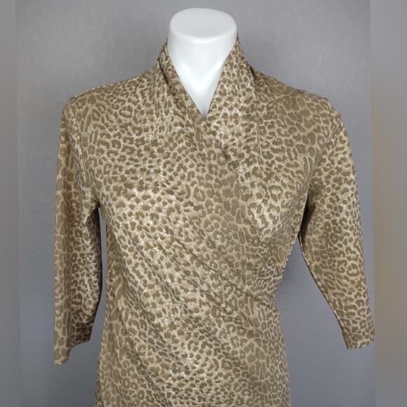 J. McLaughlin Panama Catalina Cloth Faux Wrap Animal Print Dress Size Medium - Picture 5 of 13